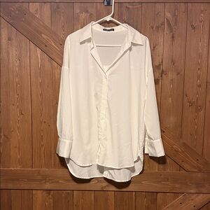 SHEIN Cream Button-Up Blouse